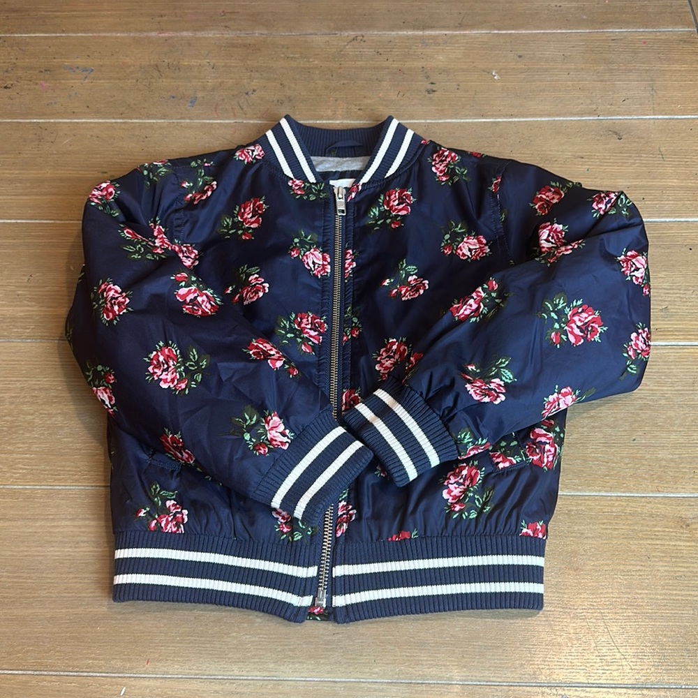 Gap Kids Rose Print Bomber Jacket Sz S